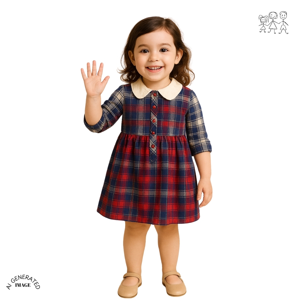 Bonnie Jean Red and Blue Plaid Kids Dress